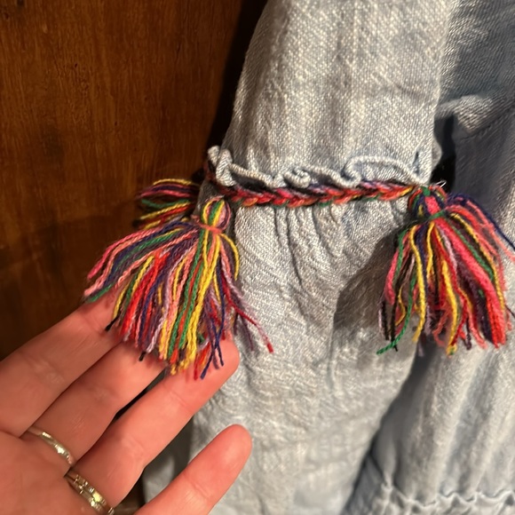 Misa Los Angeles light blue mini ruffle dress with pom poms size S - Picture 5 of 5